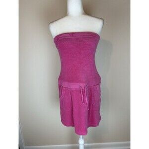 Old Navy Strapless Pink Sweatdress M 2000 Velour Y2K Festival Terry Juicy Fairy